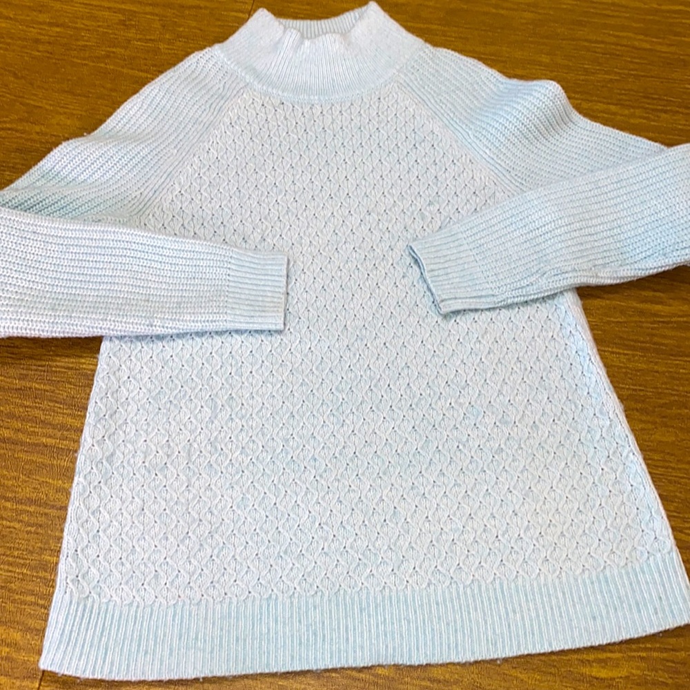 Light Blue Talbots Long Sleeve Knit Mock Neck Sweater Size M